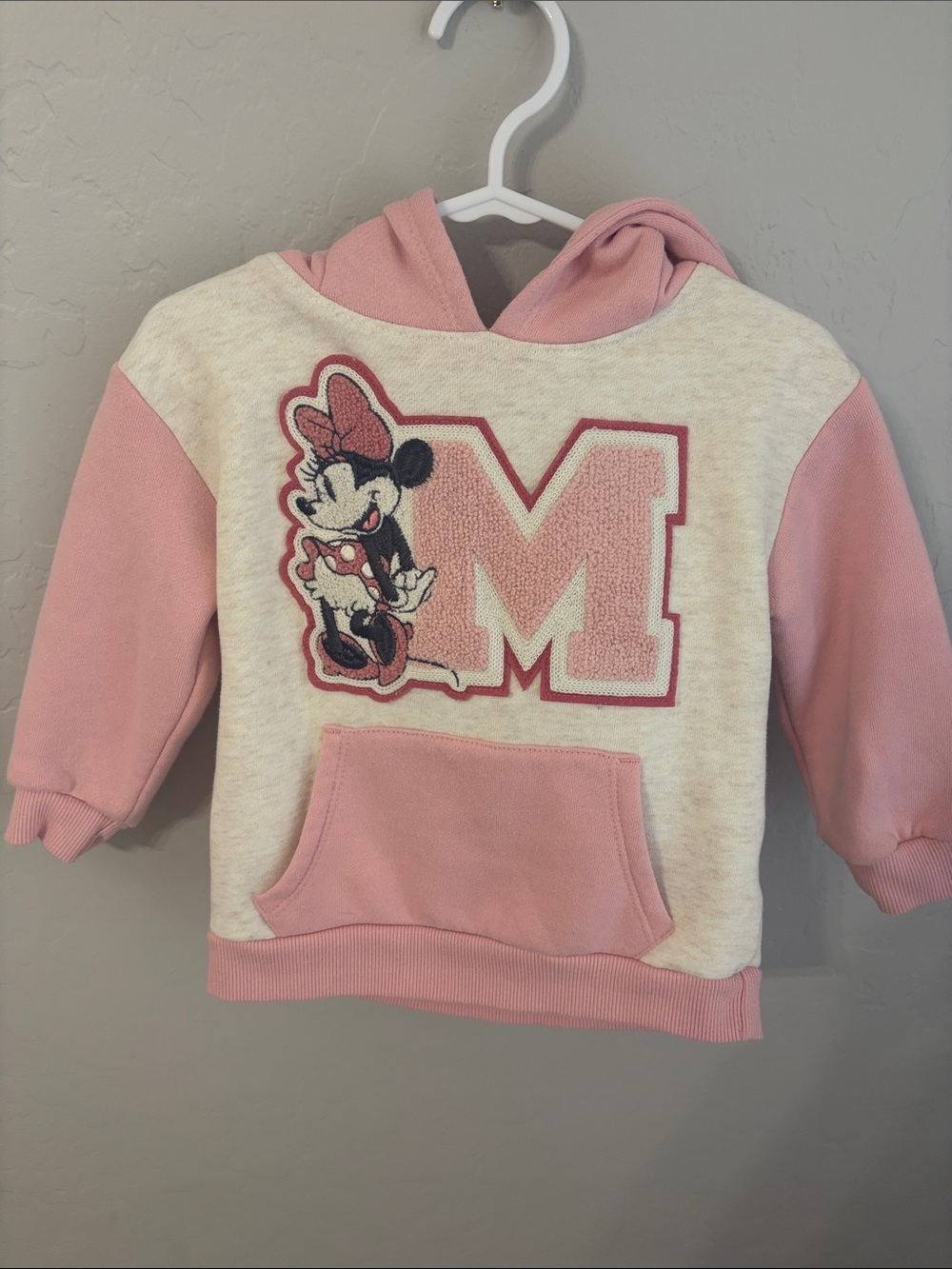 Disney Pink and Cream Minnie M Chenille Hoodie for Kids